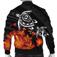 Hawaiian Map Kanaka Turtles Hibiscus Plumeria Bomber Jacket - AH - Polynesian Pride
