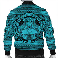 Hawaiian Map Madame Pele Kanaka Plumeria Polynesian Bomber Jacket Blue AH - Polynesian Pride