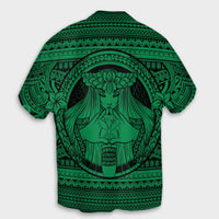 Hawaiian Map Madame Pele Kanaka Plumeria Polynesian Hawaiian Shirt Green AH - Polynesian Pride