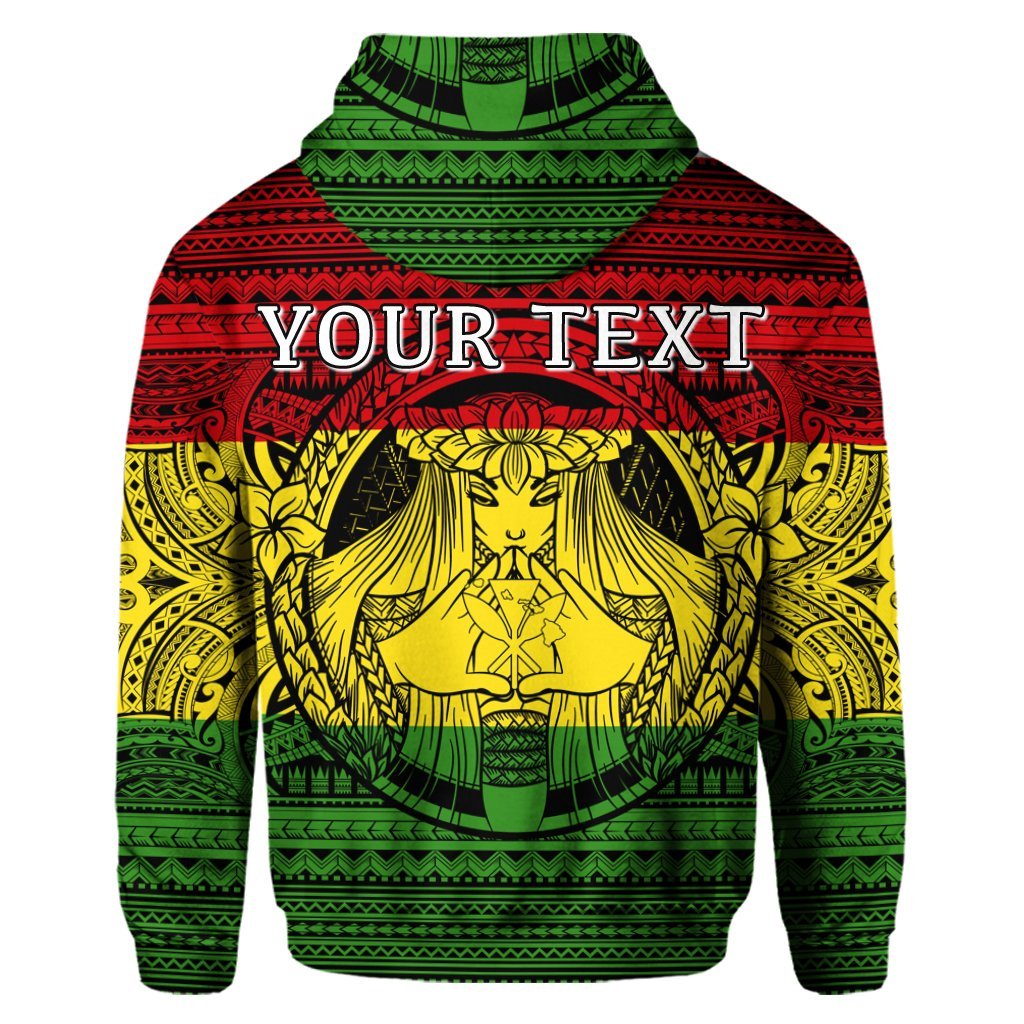 Custom Hawaiian Map Madame Pele Kanaka Plumeria Polynesian Hoodie Reggae - Polynesian Pride