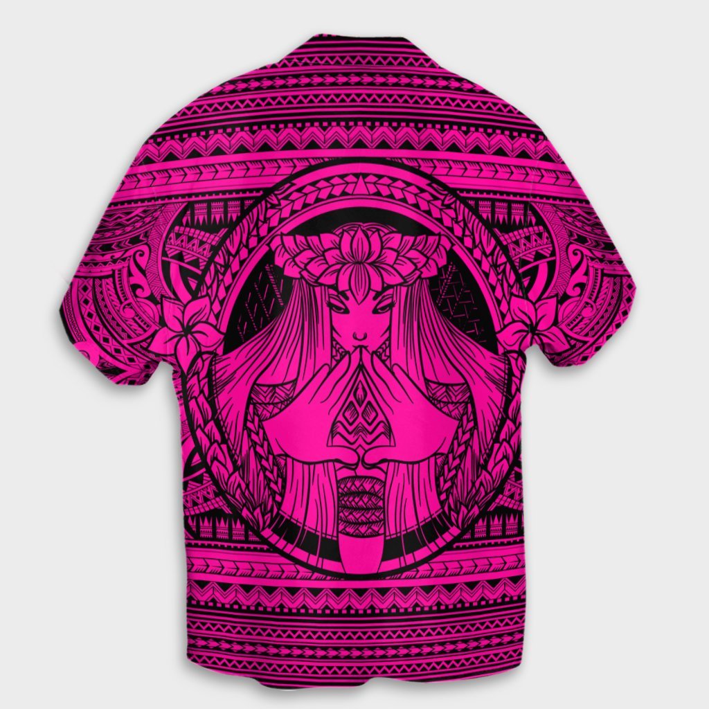 Hawaiian Map Madame Pele Mauna Kea Plumeria Polynesian Hawaiian Shirt Pink AH - Polynesian Pride