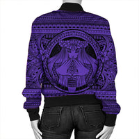 Hawaiian Map Madame Pele Mauna Kea Plumeria Polynesian Bomber Jacket Purple AH - Polynesian Pride