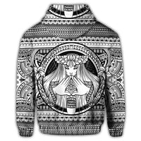 Hawaiian Map Madame Pele Mauna Kea Plumeria Polynesian Zip Hoodie White - Polynesian Pride