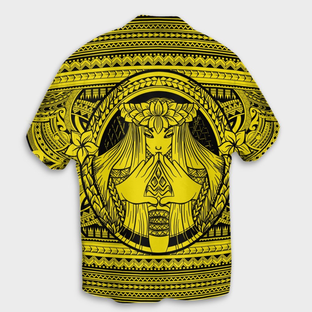 Hawaiian Map Madame Pele Mauna Kea Plumeria Polynesian Hawaiian Shirt Yellow AH - Polynesian Pride