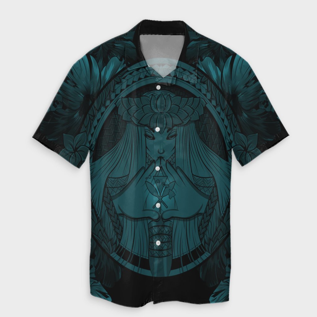 Hawaiian Map Madame Pele Polynesian Hawaiian Shirt Blue AH Unisex Black - Polynesian Pride