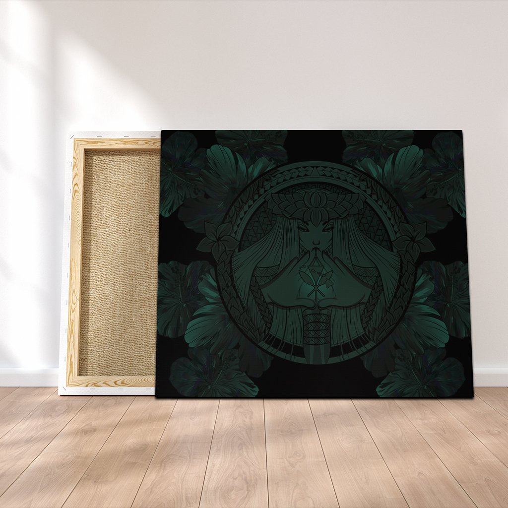 Hawaiian Map Madame Pele Polynesian Canvas Dark Green AH Canvas Poly-cotton - Polynesian Pride