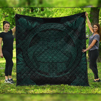 Hawaiian Map Madame Pele Polynesian Premium Quilts Dark Green AH Black - Polynesian Pride