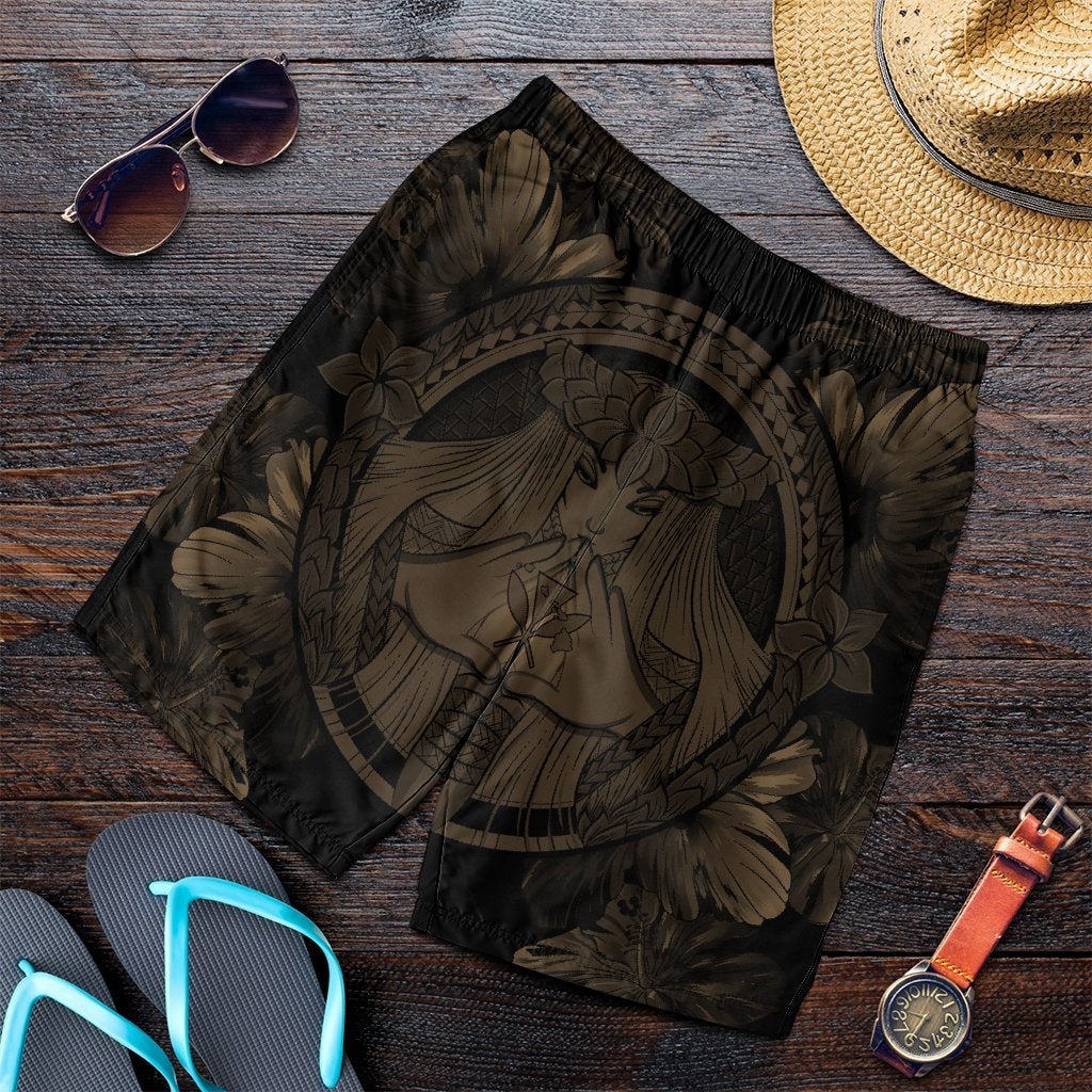 Hawaiian Map Madame Pele Polynesian Men's Shorts Gold AH Art - Polynesian Pride