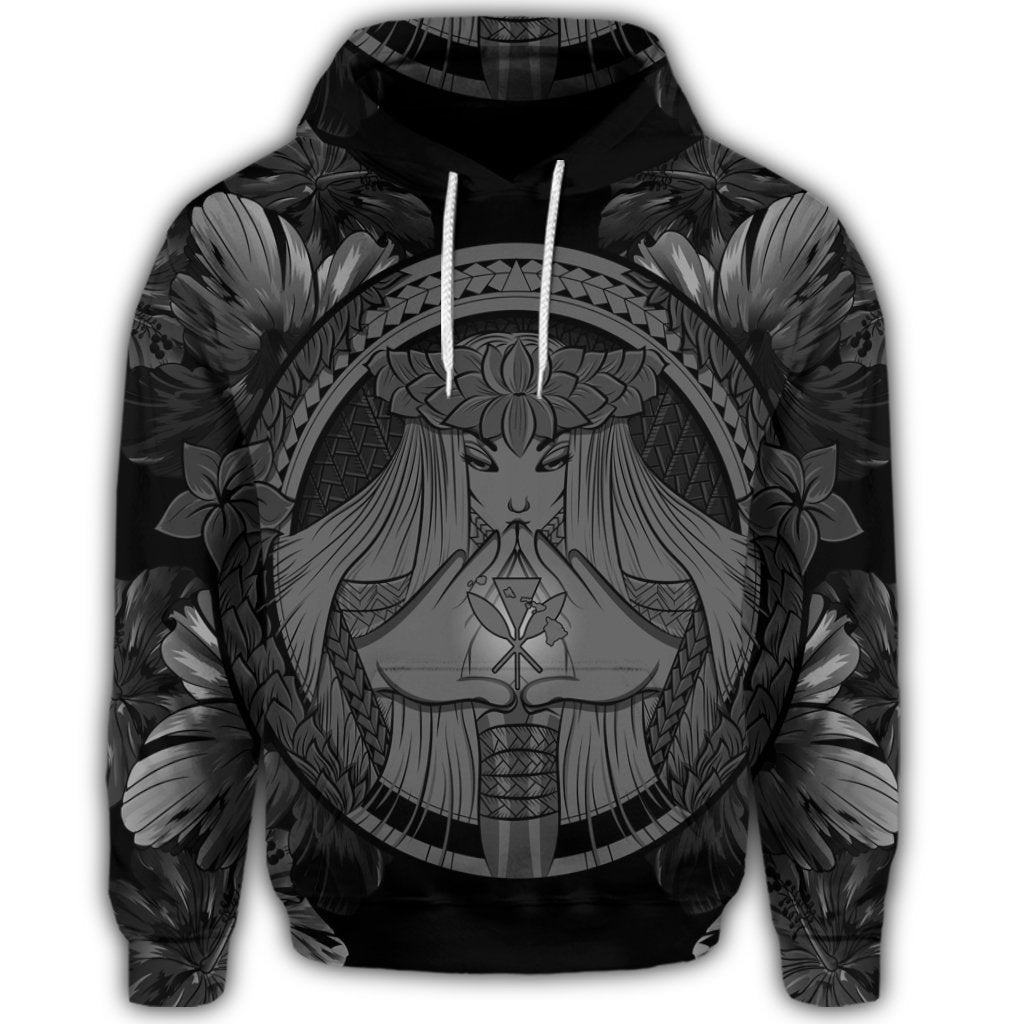 Hawaiian Map Madame Pele Polynesian Hoodie Gray - Polynesian Pride