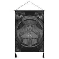 Hawaiian Map Madame Pele Polynesian Hanging Poster Gray AH Hanging Poster Cotton And Linen - Polynesian Pride