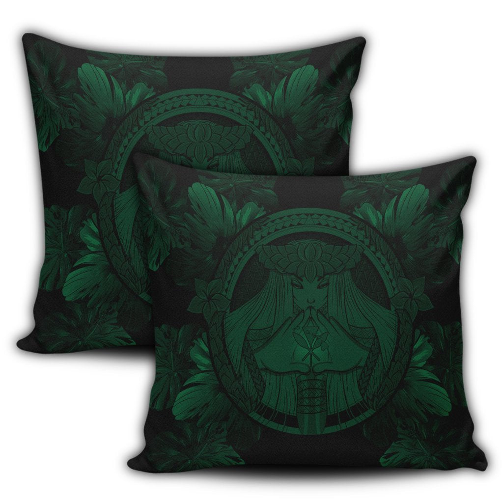 Hawaiian Map Madame Pele Polynesian Pillow Covers Green AH - Polynesian Pride