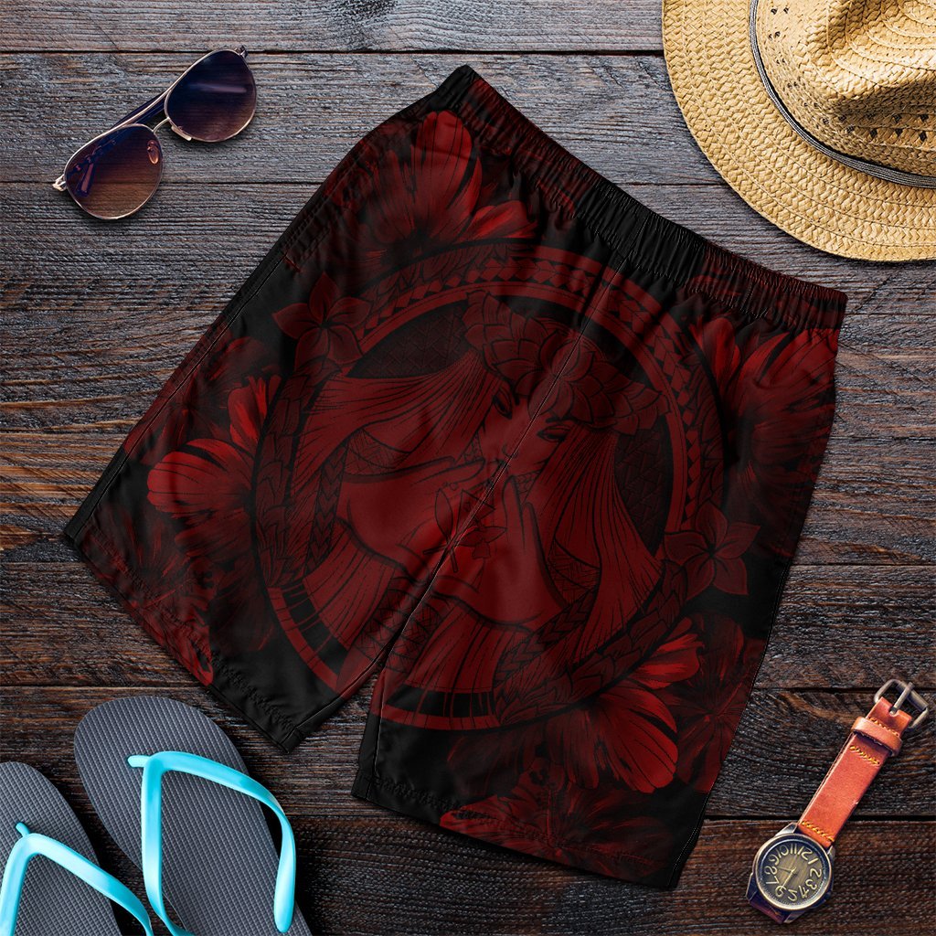 Hawaiian Map Madame Pele Polynesian Men's Shorts Red AH Art - Polynesian Pride