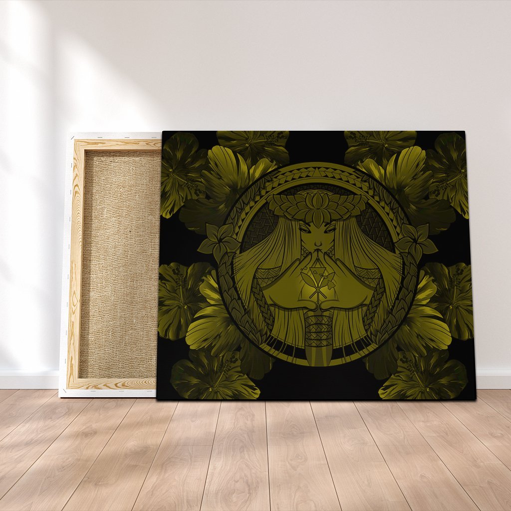 Hawaiian Map Madame Pele Polynesian Canvas Yellow AH Canvas Poly-cotton - Polynesian Pride