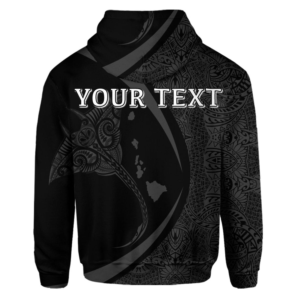 Custom Hawaiian Map Manta Ray Polynesian Hoodie Gray Circle Style - Polynesian Pride