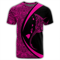 Hawaiian Map Manta Ray Polynesian T Shirt Pink - Polynesian Pride