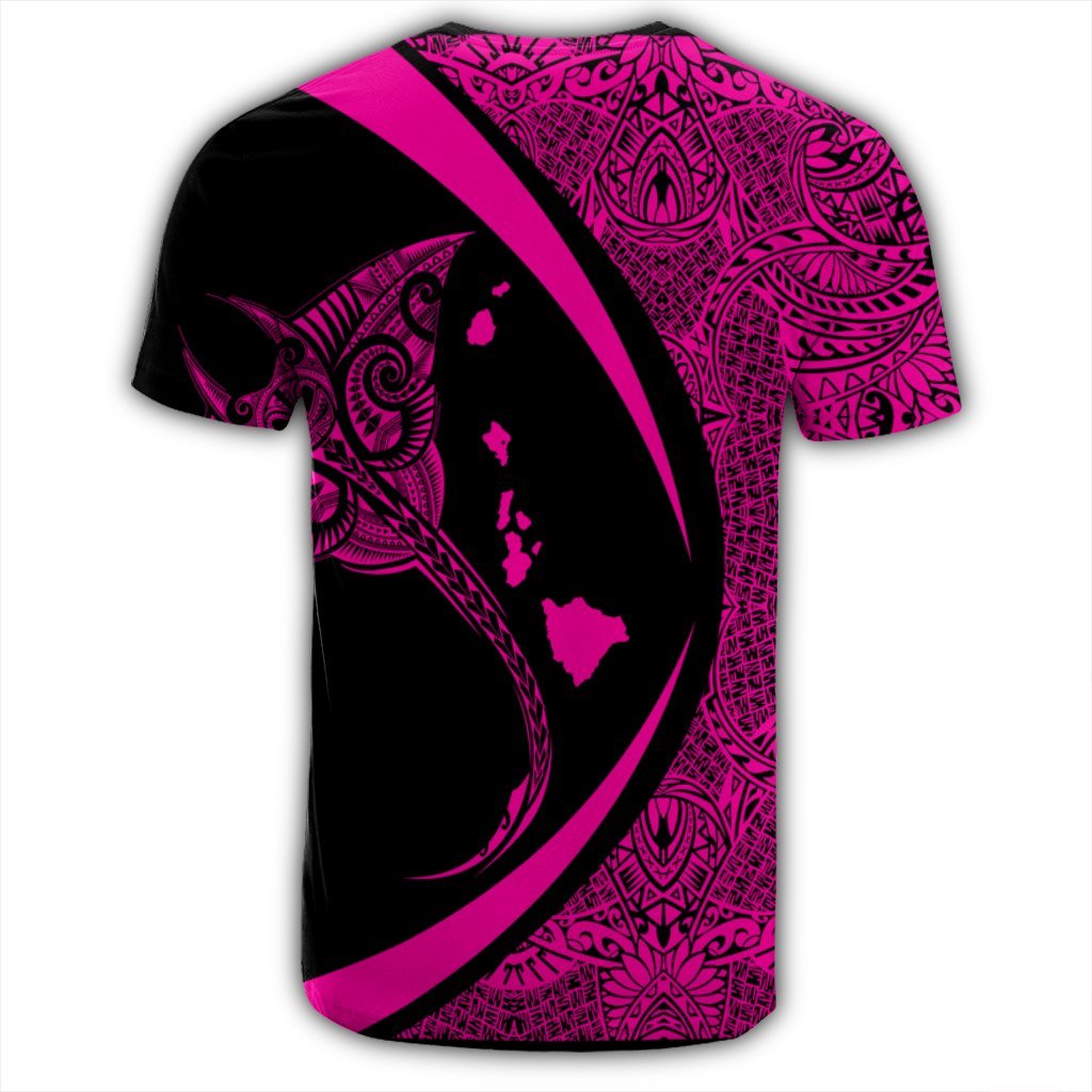 Hawaiian Map Manta Ray Polynesian T Shirt Pink - Polynesian Pride