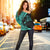 Hawaiian Map Manta Ray Polynesian Women's Off Shoulder Sweater - Turquoise - Circle Style - AH - Polynesian Pride
