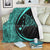 Hawaiian Map Manta Ray Polynesian Premium Blankets - Turquoise - Circle Style - AH White - Polynesian Pride