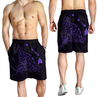 Hawaiian Map Manta Ray Purple Polynesian Men's Shorts - AH - Polynesian Pride