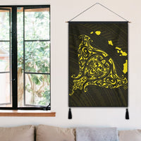 Hawaiian Map Manta Ray Yellow Polynesian Hanging Poster - AH - Polynesian Pride