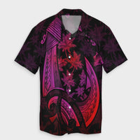 Hawaiian Map Palm Trees Fish Hook Polynesian Hawaiian Shirt Colorful Red - AH Unisex Black - Polynesian Pride