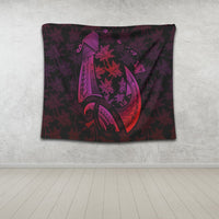 Hawaiian Map Palm Trees Fish Hook Polynesian Tapestry Colorful Red - AH - Polynesian Pride