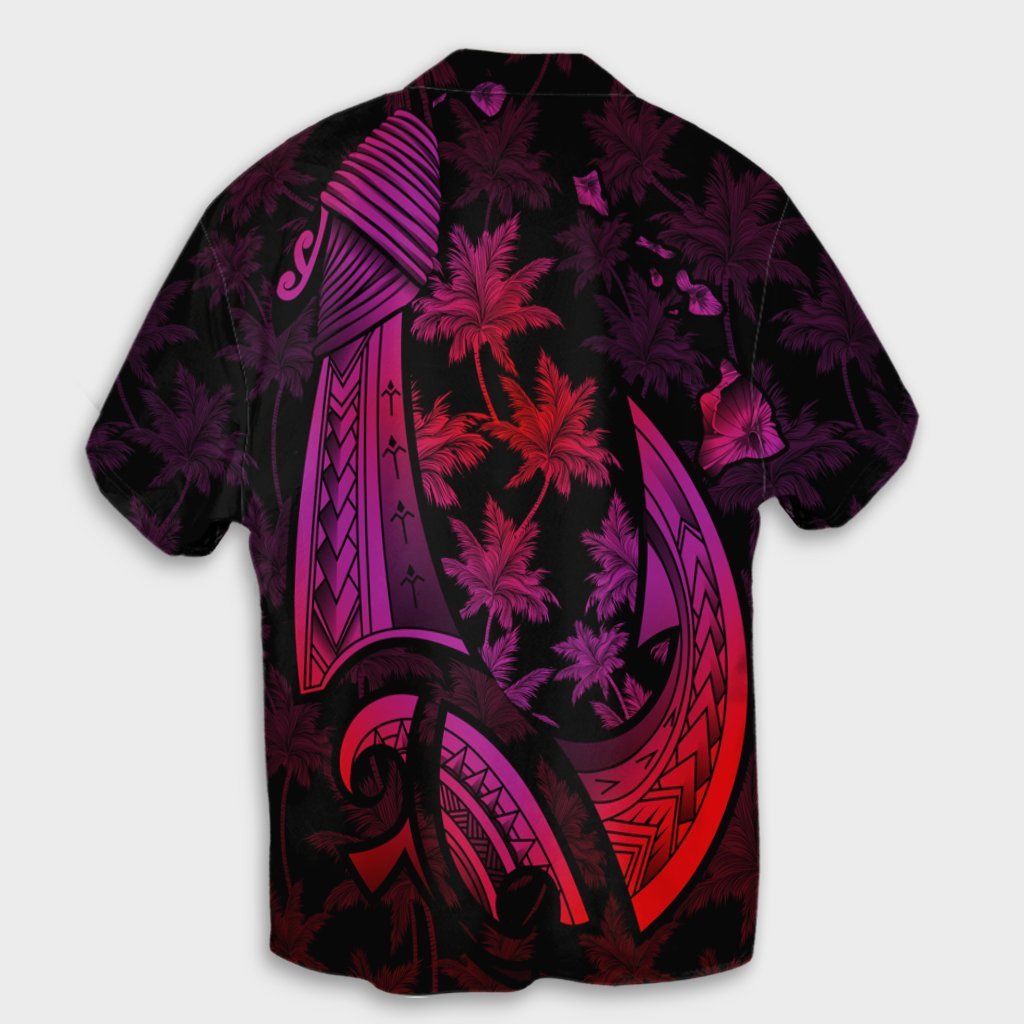 Hawaiian Map Palm Trees Fish Hook Polynesian Hawaiian Shirt Colorful Red - AH - Polynesian Pride