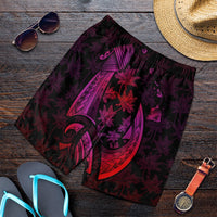 Hawaiian Map Palm Trees Fish Hook Polynesian Men's Shorts Colorful Red - AH Art - Polynesian Pride