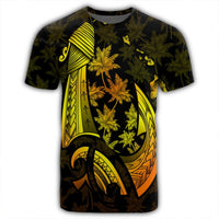 Hawaiian Map Palm Trees Fish Hook Polynesian T Shirt Colorful Yellow - Polynesian Pride