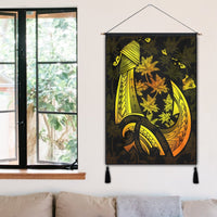 Hawaiian Map Palm Trees Fish Hook Polynesian Hanging Poster Colorful Yellow - AH - Polynesian Pride