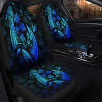 Hawaiian Map Palm Trees Fish Hook Polynesian Quilt Car Seat Covers Colorful Blue - AH - Polynesian Pride