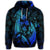 Hawaiian Map Palm Trees Fish Hook Polynesian Quilt Hoodie Colorful Blue - Polynesian Pride
