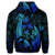Hawaiian Map Palm Trees Fish Hook Polynesian Quilt Zip Hoodie Colorful Blue - Polynesian Pride