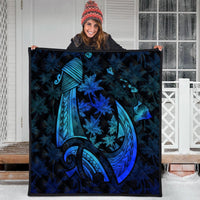 Hawaiian Map Palm Trees Fish Hook Polynesian Quilt Premium Quilts Colorful Blue - AH - Polynesian Pride