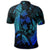 Hawaiian Map Palm Trees Fish Hook Polynesian Quilt Polo Shirt Colorful Blue - Polynesian Pride