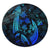 Hawaiian Map Palm Trees Fish Hook Polynesian Quilt Round Carpet Colorful Blue - AH Round Carpet Luxurious Plush - Polynesian Pride