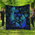 Hawaiian Map Palm Trees Fish Hook Polynesian Quilt Premium Quilts Colorful Blue - AH Black - Polynesian Pride