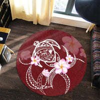Hawaiian Map Plumeria Turtle Swim Polynesian Round Carpet - AH - Polynesian Pride