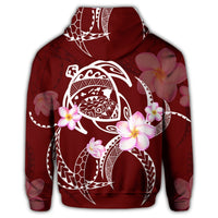 Hawaiian Map Plumeria Turtle Swim Polynesian Zip Hoodie - Polynesian Pride