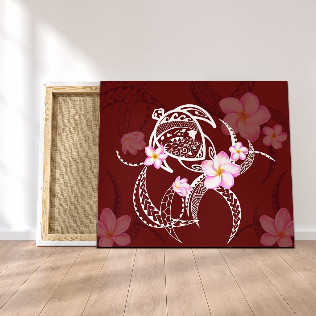 Hawaiian Map Plumeria Turtle Swim Polynesian Canvas - AH Canvas Poly-cotton - Polynesian Pride