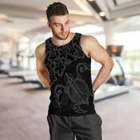 Hawaiian Map Turtle Hibiscus Kanaka Polynesian Tank Top - Gray - AH - Polynesian Pride