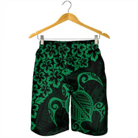 Hawaiian Map Turtle Hibiscus Kanaka Polynesian Men's Shorts - Green - AH - Polynesian Pride