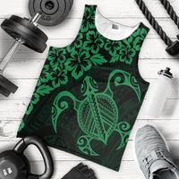 Hawaiian Map Turtle Hibiscus Kanaka Polynesian Tank Top - Green - AH - Polynesian Pride