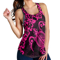 Hawaiian Map Turtle Hibiscus Kanaka Polynesian Racerback Tank - Pink - AH - Polynesian Pride