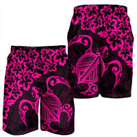 Hawaiian Map Turtle Hibiscus Kanaka Polynesian Men's Shorts - Pink - AH - Polynesian Pride