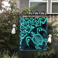 Hawaiian Map Turtle Hibiscus Kanaka Polynesian Flag - Turquoise - AH - Polynesian Pride