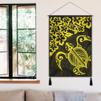 Hawaiian Map Turtle Hibiscus Kanaka Polynesian Hanging Poster - Yellow - AH - Polynesian Pride
