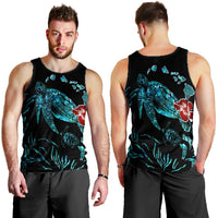 Hawaiian Map Turtle Hibiscus Ohana Honu Paua Shell Tank Top - AH - Polynesian Pride