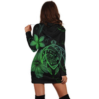 Hawaiian Map Turtle Hibiscus Plumeria Polynesian Hoodie Dress - Green - AH - Polynesian Pride
