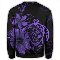 Hawaiian Map Turtle Hibiscus Plumeria Polynesian Sweatshirt - Purple - AH - Polynesian Pride
